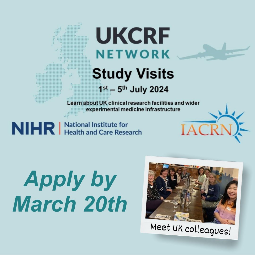 Following previous successful UK Study Visits, @NIHR_UKCRFN is delighted to invite IACRN members to travel to the UK again this summer! Log in to the member portal to learn more and apply. Are you a UK Study Visit alum? Share your experience and your story could be featured 🇬🇧