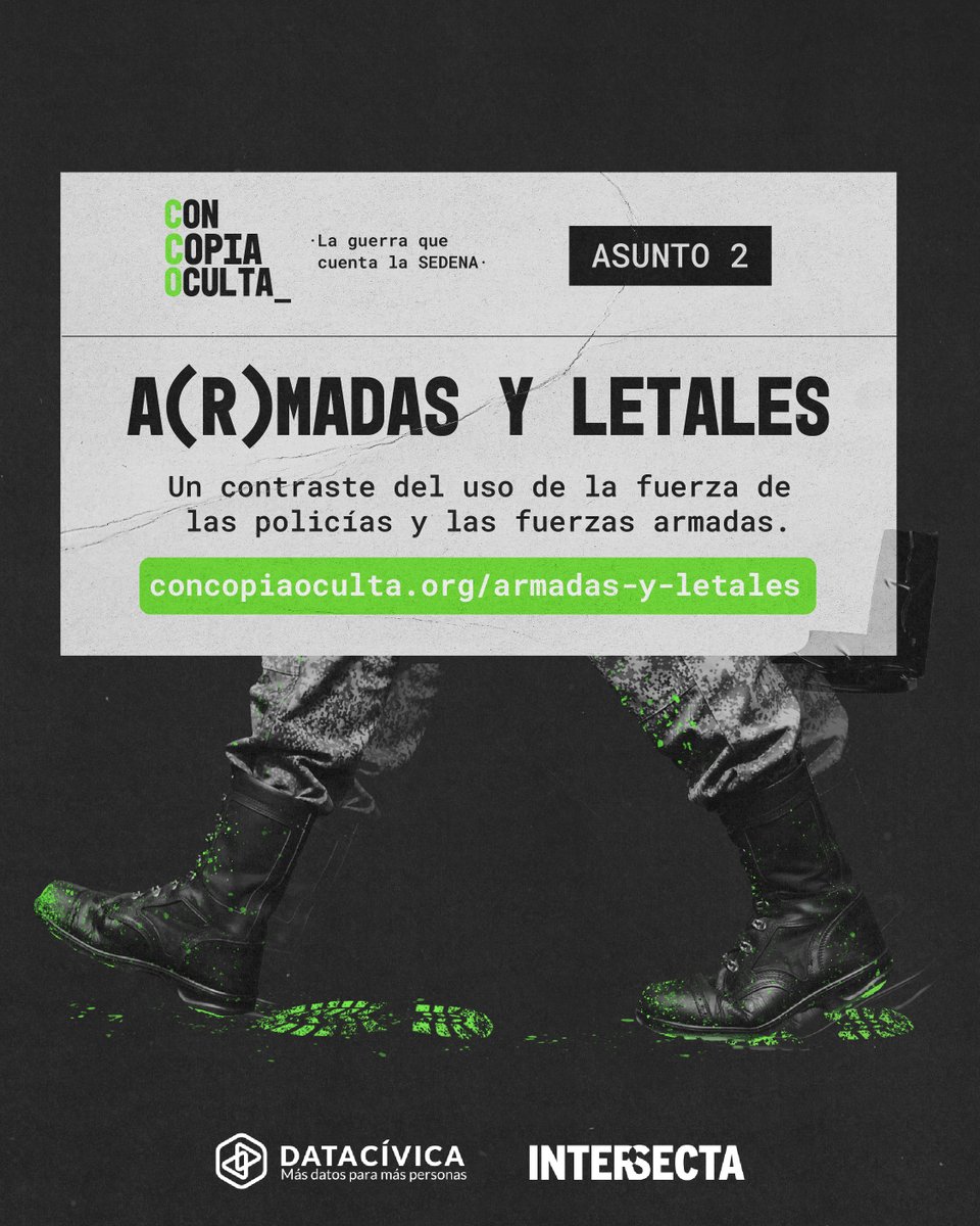 Las fuerzas armadas abusan igual o peor de la fuerza que las policías. Si no son mejores ¿por qué seguir apostando a la ruta militar por encima de la civil?

Te compartimos los hallazgos de #ArmadasyLetales, la segunda parte de #ConCopiaOculta 👉 concopiaoculta.org/armadas-y-leta…