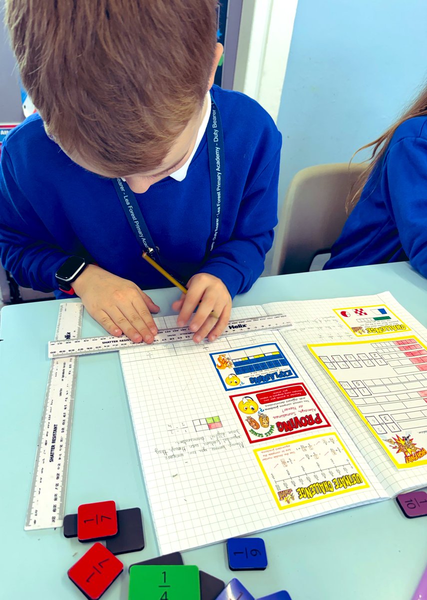 Great maths learning in #LFP3KR today where there children were exploring equivalent fractions 🩵🙌🏻💙 @lea_forest_aet @AETAcademies @BirminghamEdu @mrsrmurad @LFP_DHT_MrW @LFP_Dep @LFP_MCollis @CHanley74 @LFP_MrsReed