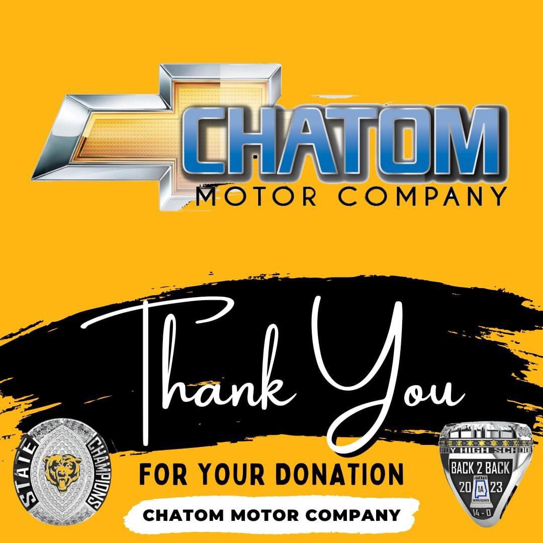 Thank you <a href="/chatommotorco/">Chatom Motor Company</a> for your donation towards state championship rings! #BBP