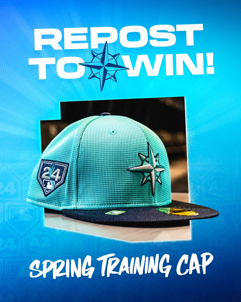 🧢 REPOST TO WIN 🧢 Look fresh this Spring with our brand-new Spring Training Cap, thanks to the @MarinersStore! Just hit that repost button for a chance to win.