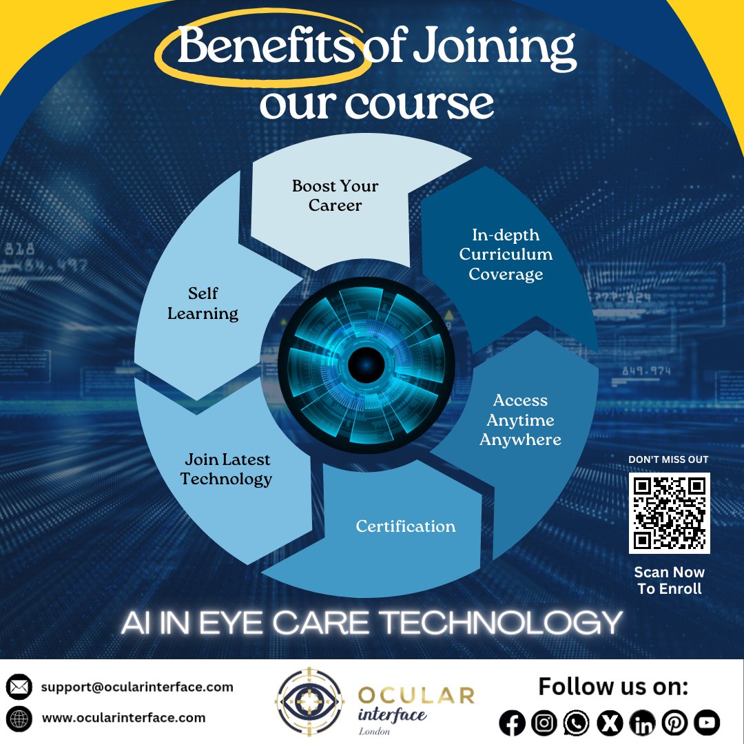 Discover the future of eye care with our cutting-edge AI in Eye Care course! 👁️✨

#AIEyeCare #AIvision
#EyeHealthTech #ophthalmology
#VisionAI #EyeCareInnovation
#Eyes #ocularinterface #onlinecourse