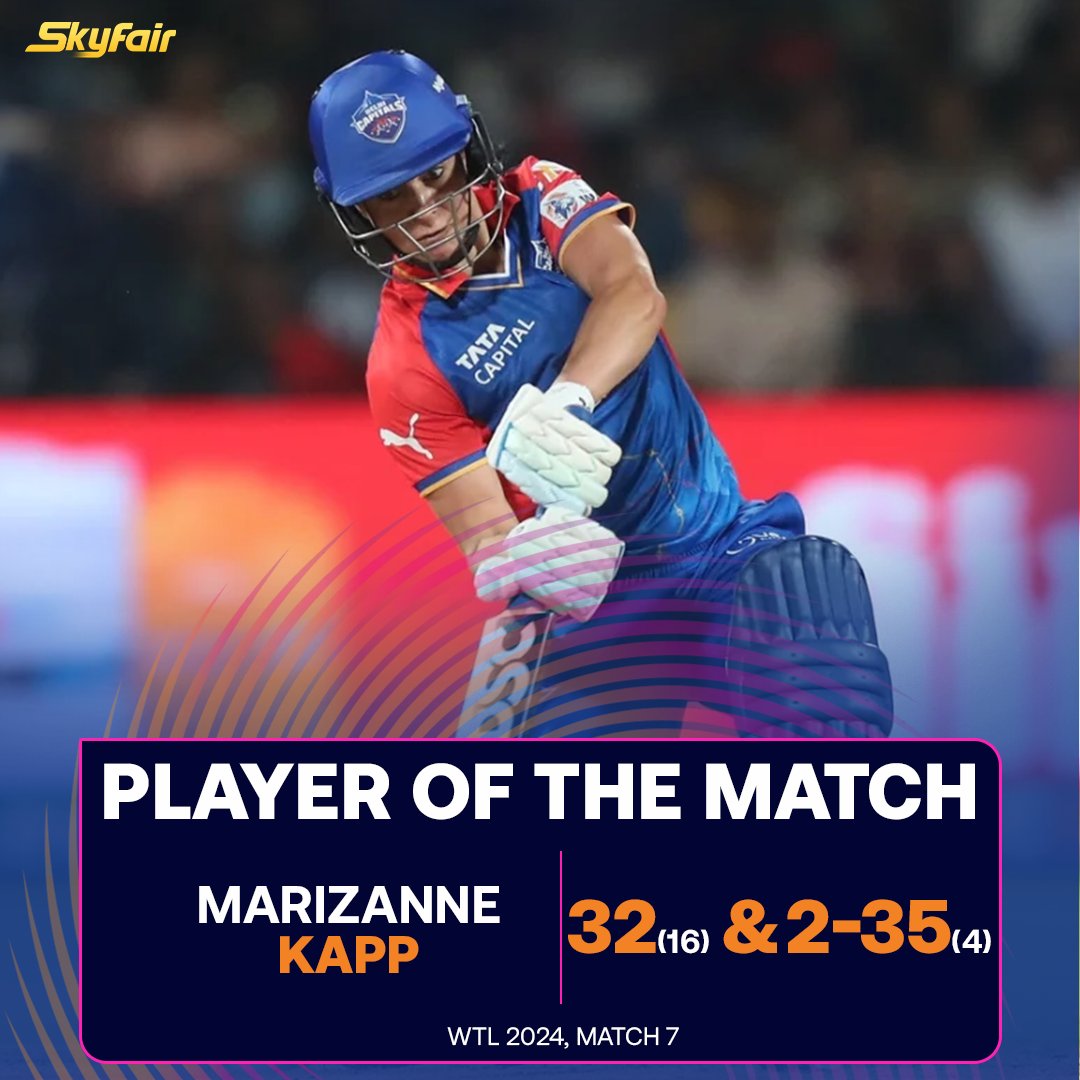 Marizanne Kapp won the Player of the Match award for her exceptional bowling display against Bangalore in today's Women's T20 League 2024

#JessJonassen #Bangalore #Delhi #MarizanneKapp #WomenT20League #T20League #T20Cricket #SmritiMandhana #Fifty #ShafaliVerma #SkyFair
