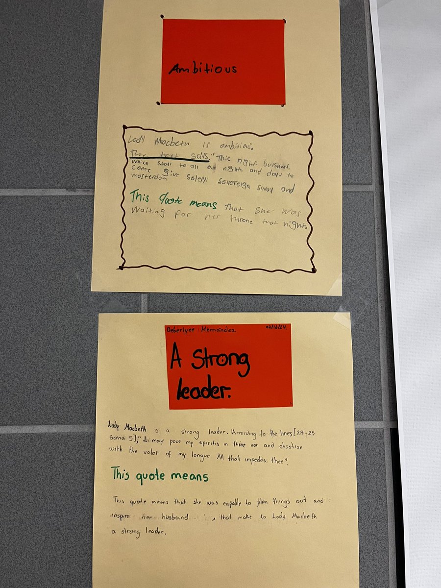 Huge shout-out to Dr. M at @NimitzVikings . Her ESL students are using text evidence to support inferences about Lady Macbeth’s complex character traits! You do not always have to assign a full essay to practice evidence-based responses! 👍🏽👍🏽