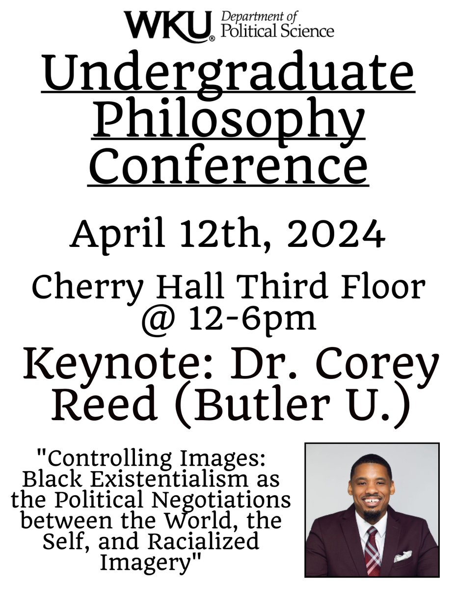 On April 12th, 2024, we will be hosting Dr. Corey Reed in Cherry Hall! We hope to see you there, from 12-6 PM!