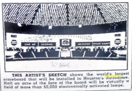 Artist's rendering of what would be the "world's largest scoreboard" at the Astrodome...