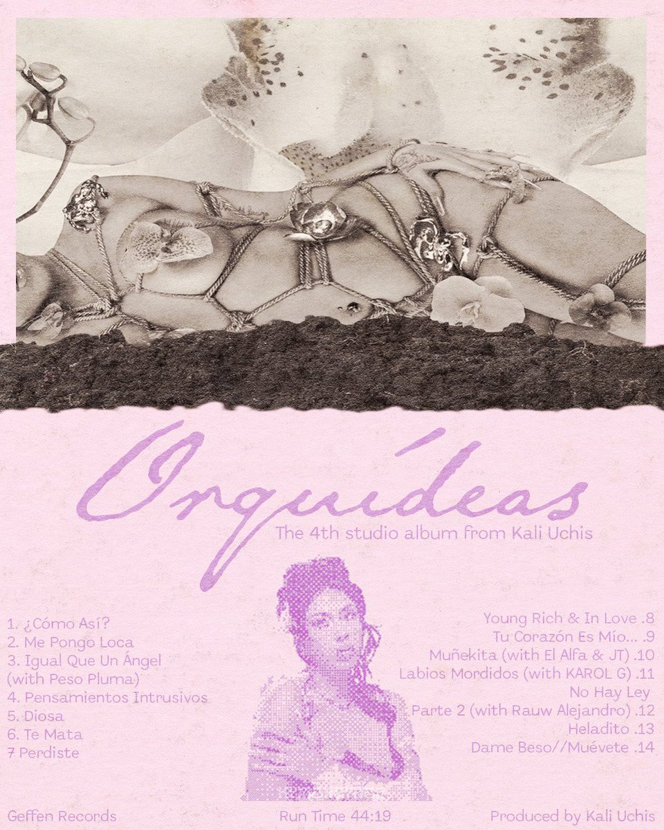 kymoneyson's tweet photo. album promo posters for @KALIUCHIS for her album orquídeas🌸

📸photo creds to @_COUGHS 

designs done by me ♡ https://t.co/5ob1G5vvJg