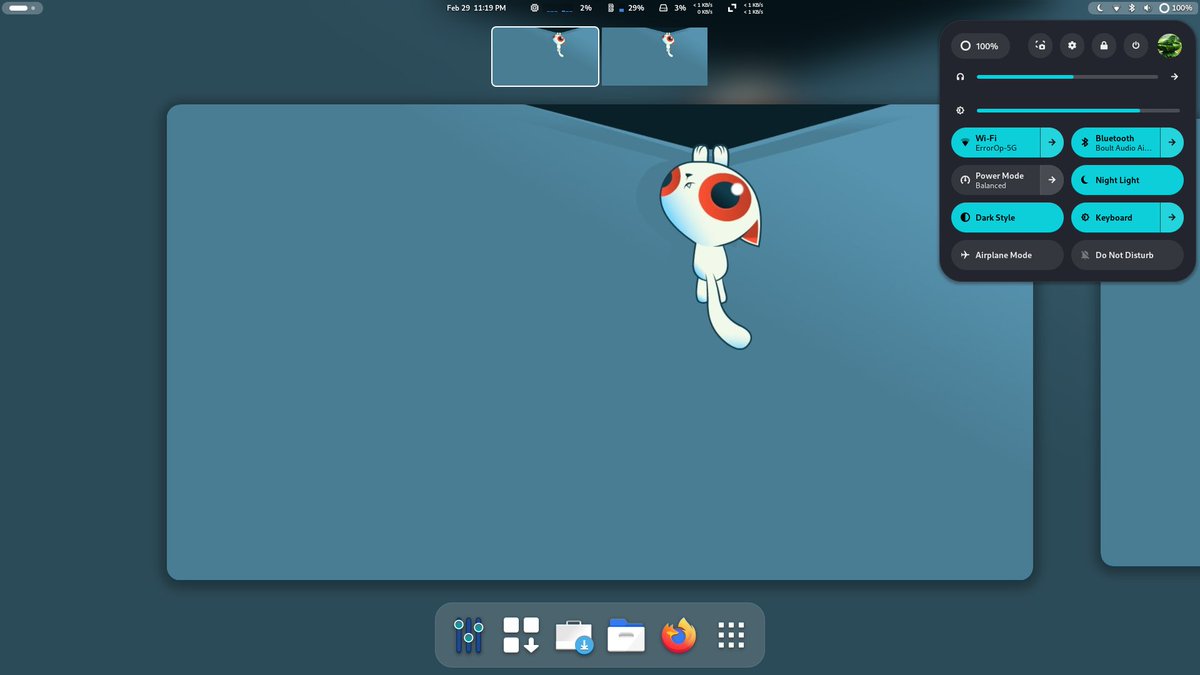 NitinBi64120443's tweet image. This one is with Cyan Color #linux #nobara #DesktopCustomization