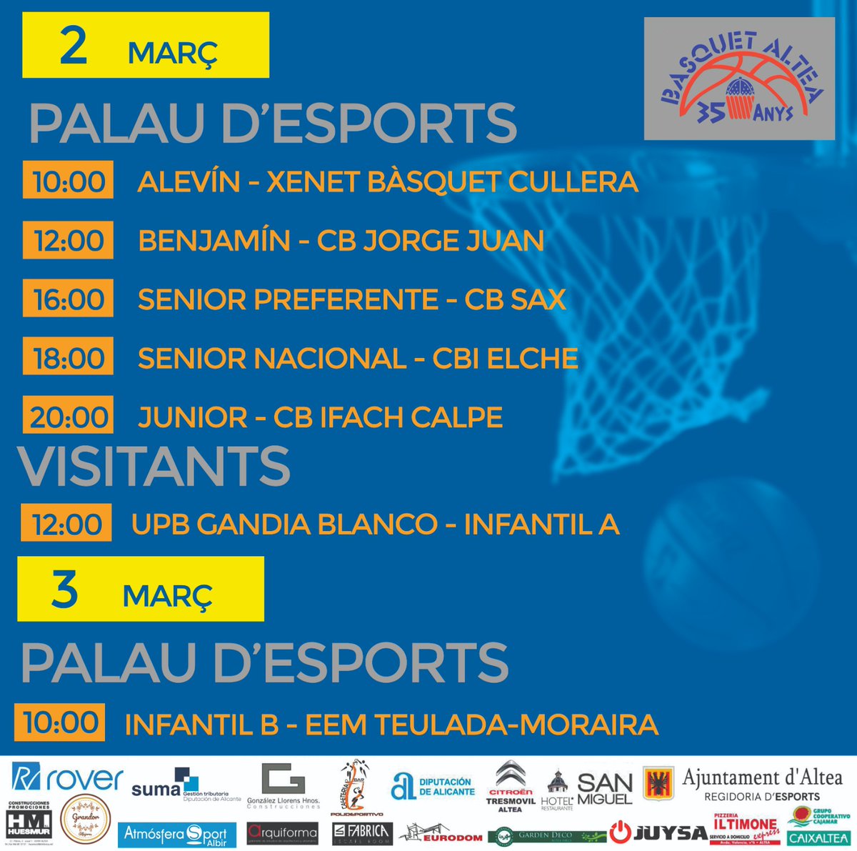 AlteaBasquet's tweet photo. https://t.co/cX0zNVslfI 
#sumaconeldeporte 

(VAL) 🟡🔴

Ací tenim el cartell amb els partits d'aquest cap de setmana!
Tot el mon a animar!

ANEM ALTEA 🏀🔥

(CAS) 🔴🟡

Aquí tenemos el cartel con los partidos de este fin de semana!
Todo el mundo a animar!

VAMOS ALTEA 🏀🔥 https://t.co/95gFK17Dua