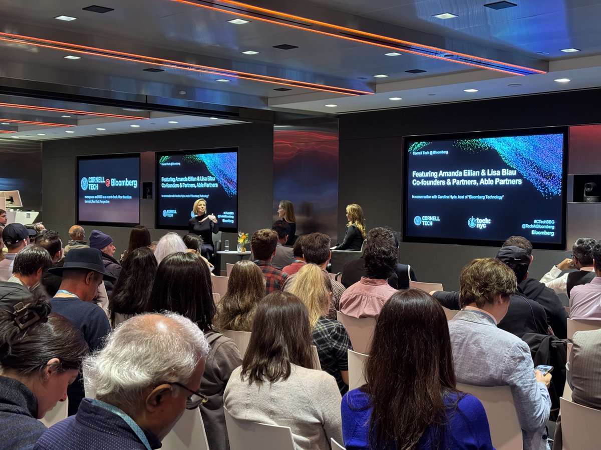 A packed room to hear from @ablepartnersnyc co-founders Amanda Eilian and Lisa Blau at this month's edition of our #CTechBBG series!

A big thanks, as always, to @CarolineHydeTV for hosting. Recaps and full playback coming soon!