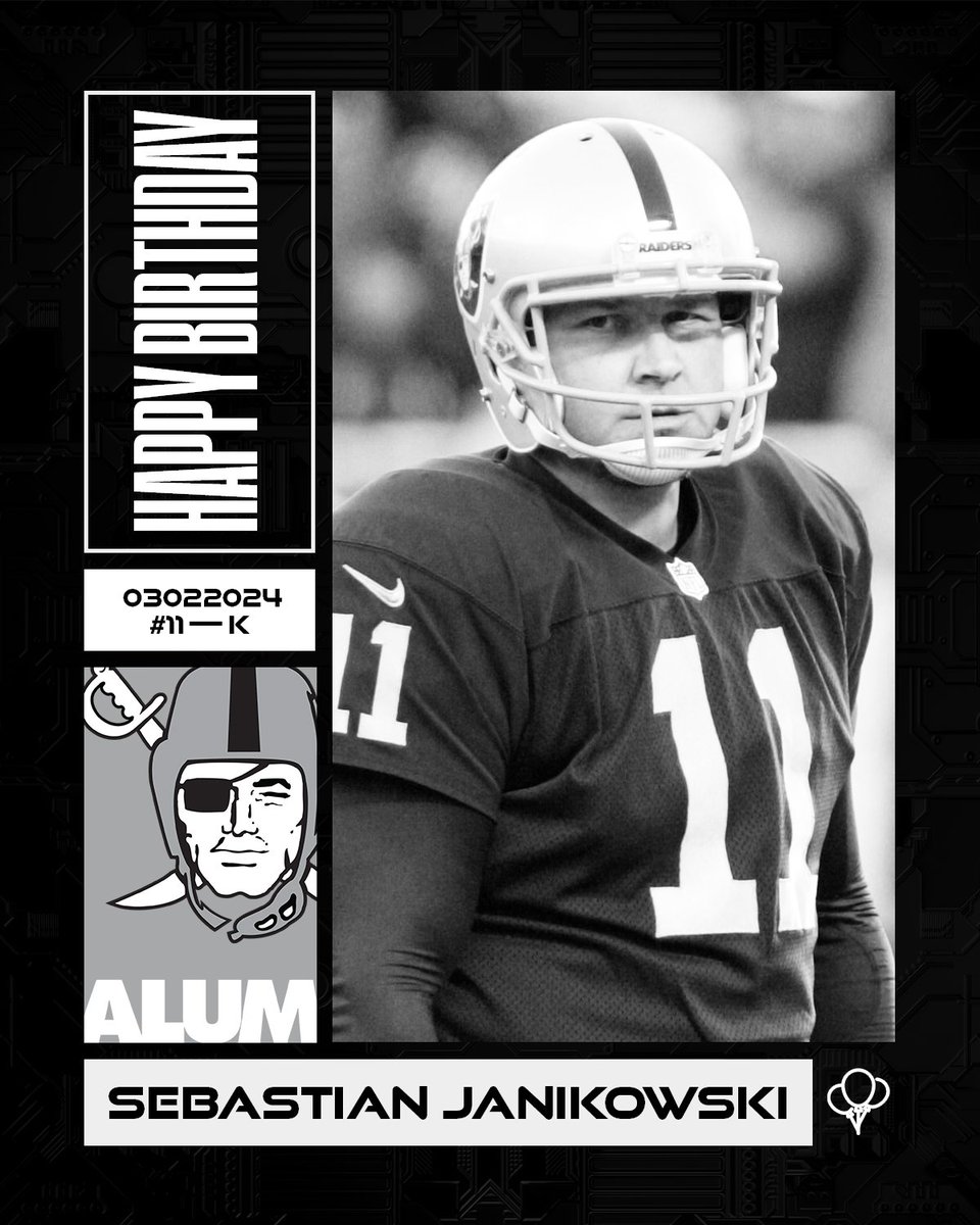 Raiders's tweet image. Wishing a happy birthday to the Raiders all-time leading scorer Sebastian Janikowski! 🥳
