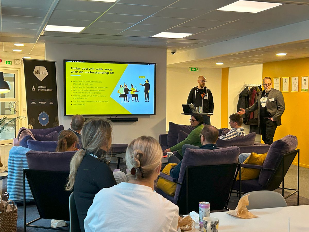 Eficode's tweet image. We had a great time in Gothenburg today discussing how #Jira could be used to execute your projects.
We'd like to give special thanks to Sven Envall, Leif Ericson, and everyone who attended our breakfast seminar.
#Atlassian #Eficode