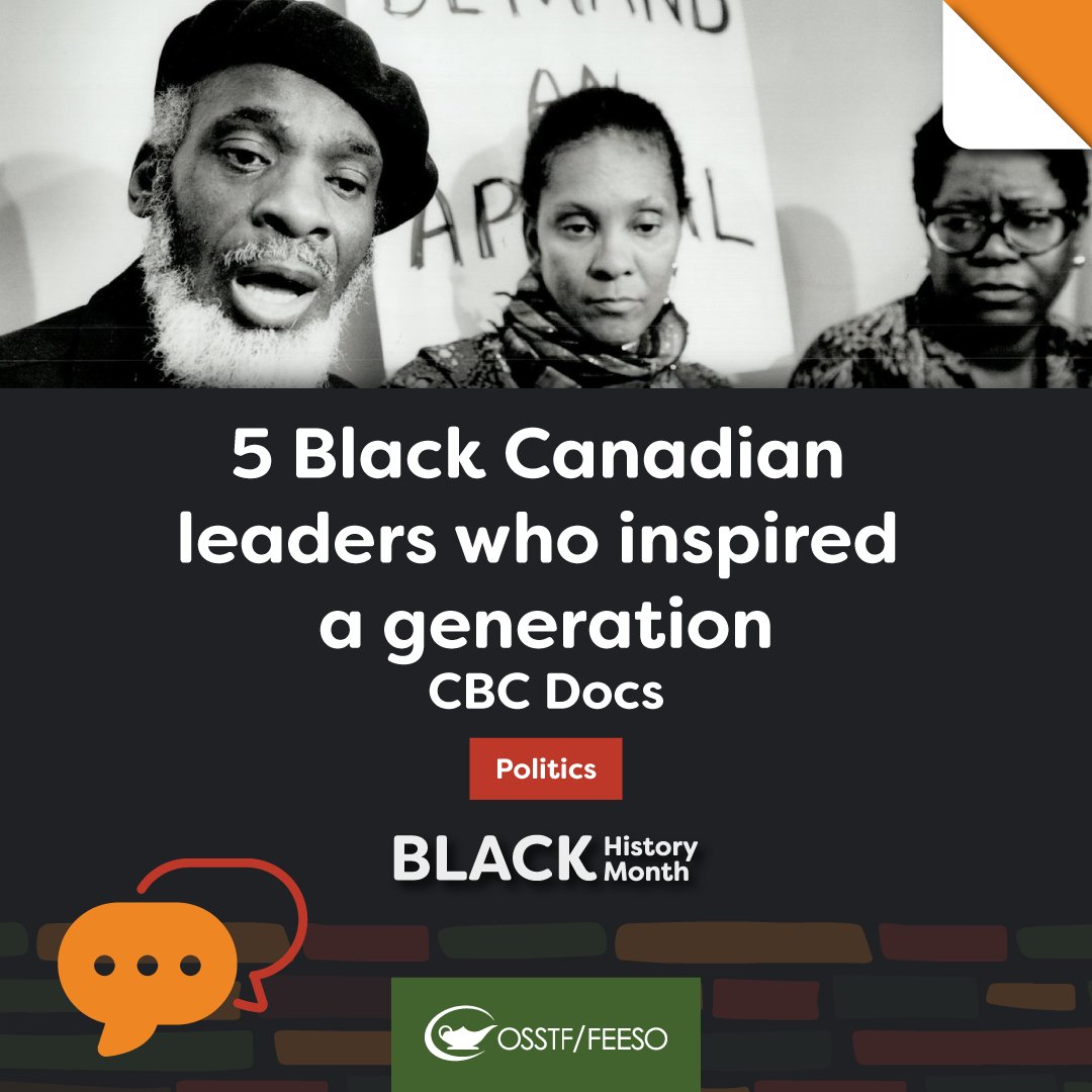 On the last day of #BHM2024 we are highlighting & celebrating Black Canadian leaders who have inspired a generation through their political activism & advocacy. Learn more ➡️ osstf.on.ca/news/black-his… #BlackHistoryMonth #OntEd #BlackExcellence