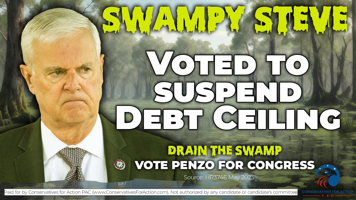 If Swampy Steve Womack really wanted less government spending, then why is he ok with no debt limit? Talk is cheap, it's time for action, vote Senator Penzo for Congress! #PenzoForCongress #ARpx #AR3 #DrainTheSwamp