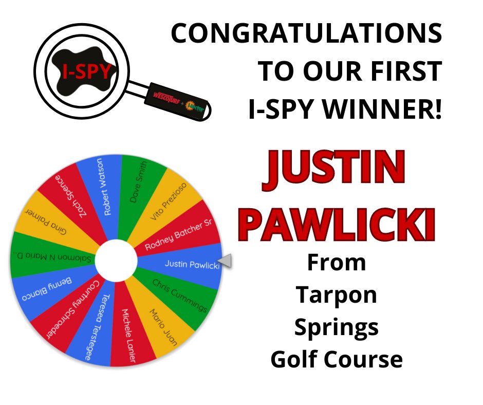 wescoturf's tweet photo. Congratulations to our first I-Spy Winner, Justin Pawlicki from Tarpon Springs Golf Course! We hope you enjoy your Toro Prize!
Stay tuned for our next I-SPY Challenge!
#WescoISPY #ISPY #WescoTurf #CustomerChallenge #LoveWhereYouWork #Toro #TarponSpringsGolfCourse https://t.co/KJYu1tROSW