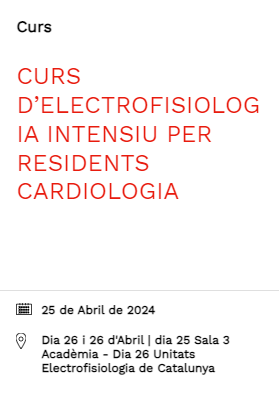 #SaveTheDate
A finals d'abril organitzem el Curs d'Electrofisiologia Intensiu per a residents de cardiologia.

Reserva un forat a la teva agenda! Aviat, compartirem el programa detallat 😊