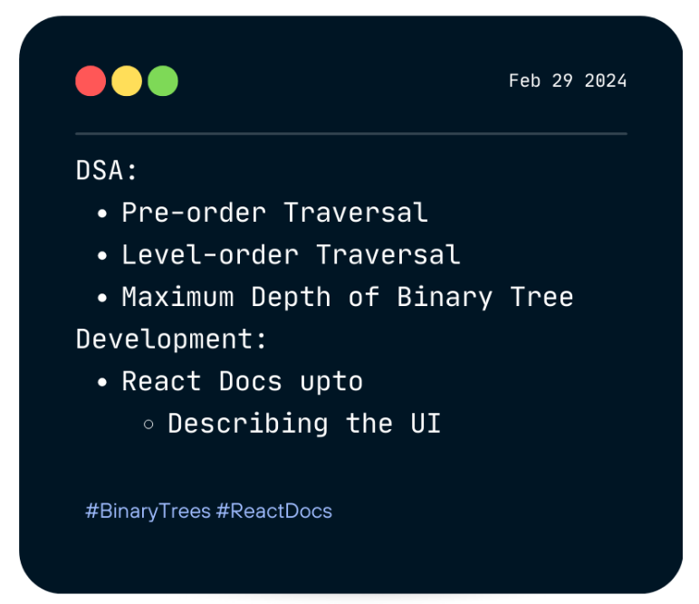 likithsh18's tweet photo. Excited to start sharing daily updates!
Day 1.
#reactjs #DSA #LearnInPublic https://t.co/s0qEi3h7UU