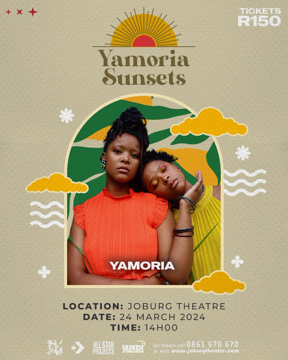 The Leap Day Came Bearing Gifts 🌻
Yamoria Sunsets: A Poetry Showcase 
Come to the foot of the altar to enjoy a Sunday of Poetry &amp; wine 💛🌻
See you there 💛🧡💛

webtickets.co.za/event.aspx?ite…