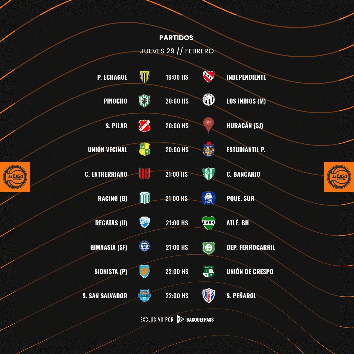 laligafederalok's tweet photo. 🏀 ¡JUEVES DE EMOCIONES EN LA LIGA FEDERAL! 😍

📅 Para cerrar el mes de febrero, se llevarán a cabo 10 apasionantes encuentros con participación en dos de las siete divisiones.

🖥 Sigue toda la acción en @basquetpass_arg https://t.co/g6eVZEu8G6