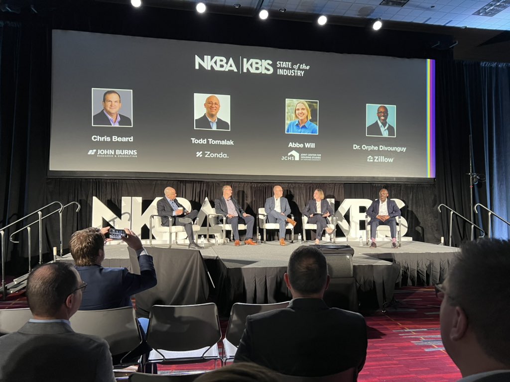 At <a href="/thenkba/">The NKBA</a> State of the Industry Panel focusing on the future of real estate, led by <a href="/NKBA_CEO/">Bill Darcy</a>, w/experts from Harvard Joint Center of Housing Studies, <a href="/johnburnsjbrec/">John Burns</a> Research Group, Zillow Group &amp; Zonda. Takeaway: “Housing is the heartbeat of the US economy”. Very informative!