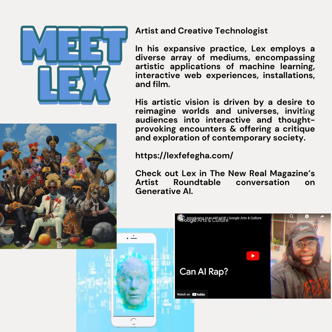 The New Real (@newrealcc) on Twitter photo #Artists take bold approaches to #future #innovation. Taking intelligent experiences to the next level is what Artist and #Creative Technologist, Lex Fefegha is doing. Read more about Lex in The New Real Magazine. buff.ly/3S2rANh
buff.ly/3SGiyWx
<a href="/lexfefegha/">lex fefegha</a> #Artists take bold approaches to #future #innovation. Taking intelligent experiences to the next level is what Artist and #Creative Technologist, Lex Fefegha is doing. Read more about Lex in The New Real Magazine. buff.ly/3S2rANh
buff.ly/3SGiyWx
<a href="/lexfefegha/">lex fefegha</a>