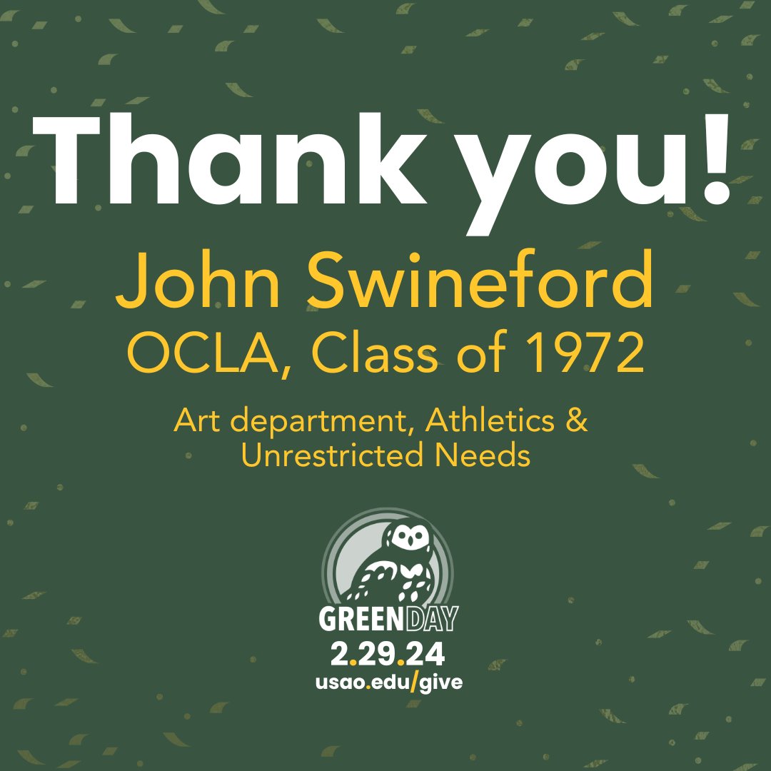 usaodrovers's tweet image. All we can say is THANK YOU! We are over halfway to our goal and the excitement is all consuming! Shoutout to our @usaoalumni!
#GiveGreen #GreenDay 

usao.edu/give