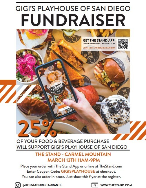 Kicking World Down Syndrome Month off with a dine out opportunity! Eat American Classic Redefined food while raising awareness and encouraging Acceptance for All!

Wednesday March 13th, 11am to 9pm at The Stand, 12045 Carmel Mountain Rd.

Be sure to show this flyer.