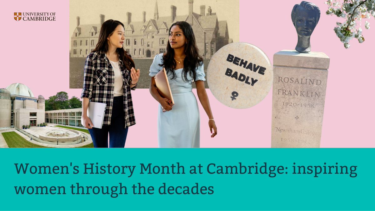 Happy #WomensHistoryMonth to all the Cambridge community! Who are the Cambridge women that have inspired you? 👩‍🏫👩🏽‍🔬👩🏿‍⚕️👩🏻‍🎓 Read our thread to learn more about women’s history at Cambridge 🧵👇