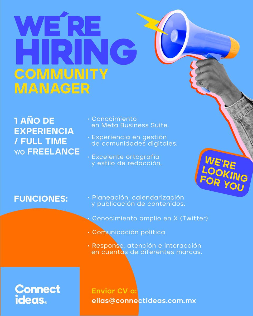 ¿Tienes lo necesario? 👀 Let’s Connect!
👉 Envíanos tu book/CV a elias@connectideas.com.mx