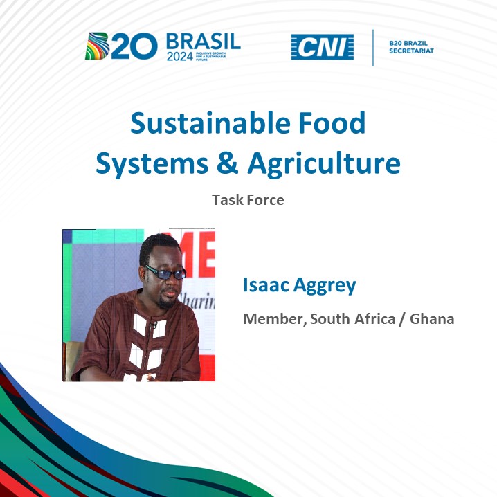 I am deeply honoured to join @b20 Sustainable Food Systems & Agriculture Task Force. #B20Brasil #B20Brazil