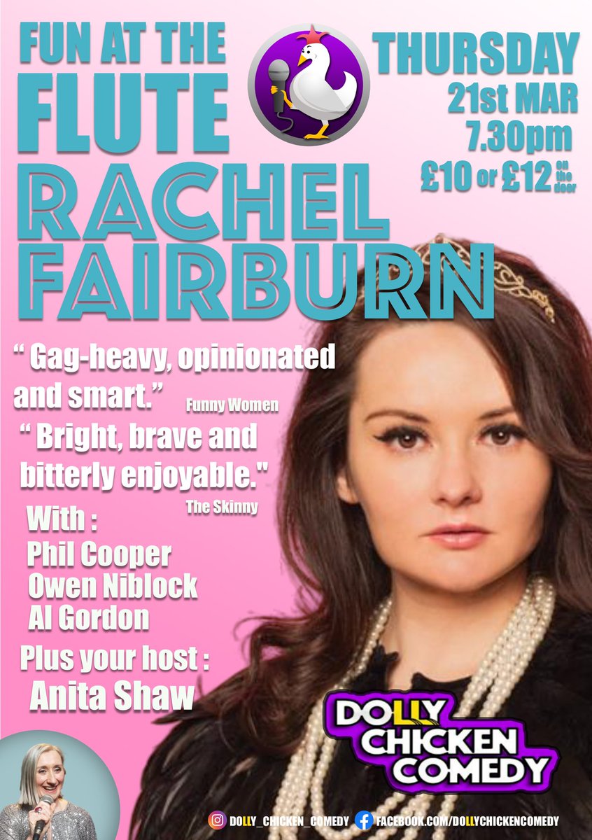 Fantastic lineup for our next night <a href="/FluteandTankard/">FluteandTankard</a> on Thurs 21 March with headliner and star of #allkillanofilla <a href="/RachelFairburn/">Rachel Fairburn</a>! Tix link in bio. #cardiffcomedy