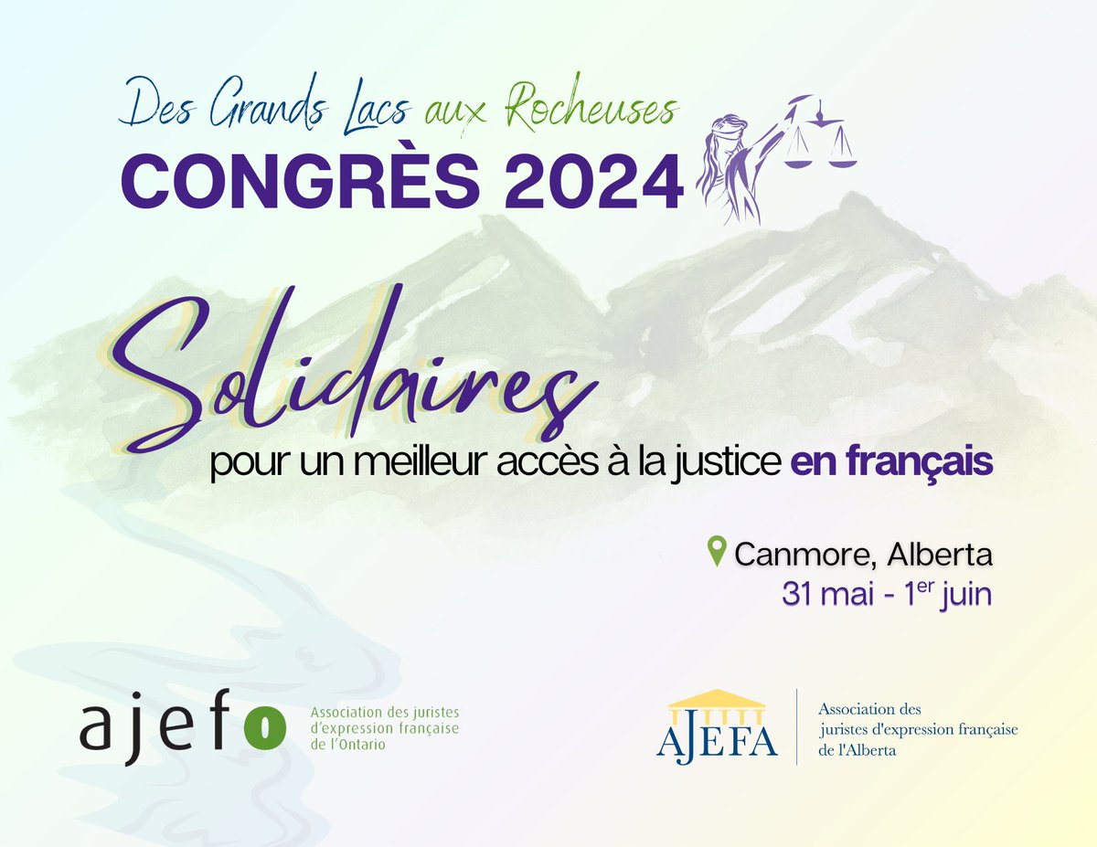 ajefo_justice's tweet photo. Chère #CommunautéJuridique francophone! Êtes-vous membre d'une #AJEF?
🚨 AUJOURD'HUI est le dernier jour pour profiter des #tarifspréférentiels lors de votre inscription à notre #Congrès2024 @ajefo @AJEFA
→ Ne manquez pas cette opportunité!
👉 https://t.co/5iNxUY8ns1 https://t.co/WAJxbyZtTa