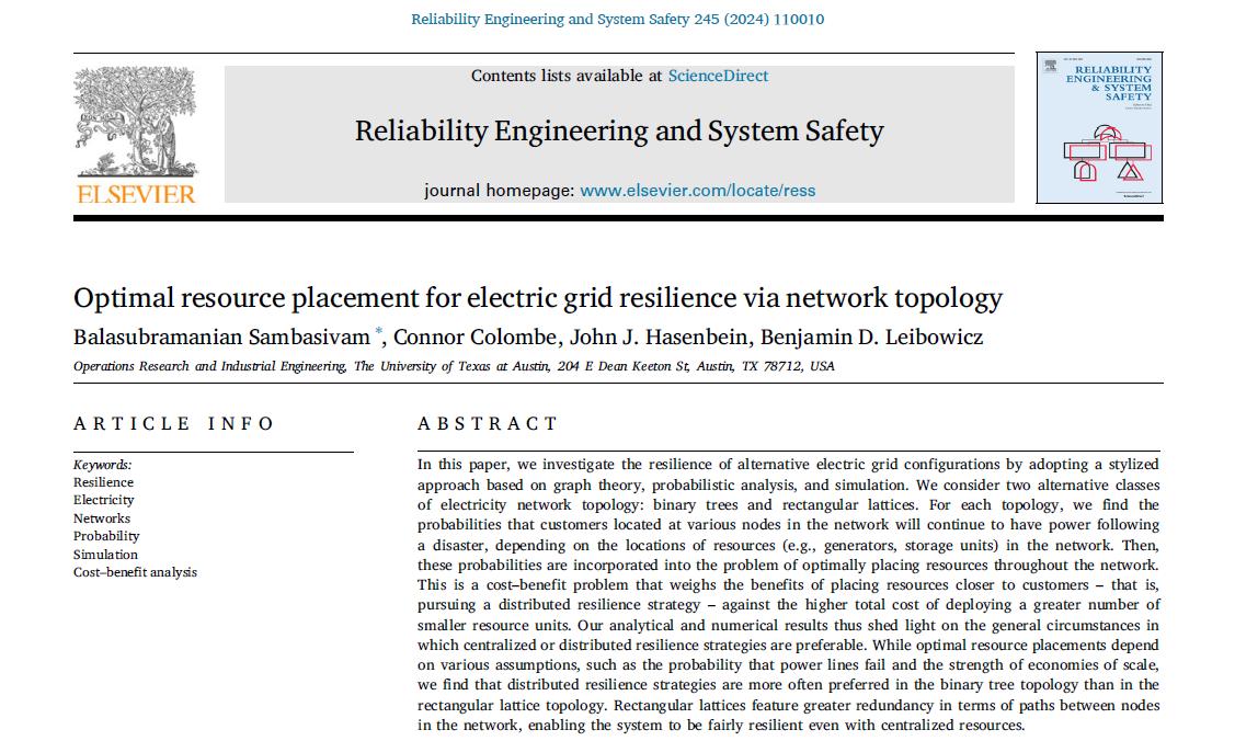 Are you interested in #electricity reliability and #resilience?⚡️
Do you like lemmas, propositions, and proofs?🤓

If you're in the union of these two sets, then I encourage you to check out our new paper in Reliability Engineering &amp; System Safety:
sciencedirect.com/science/articl…