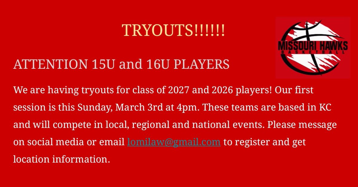 Tryouts start this weekend for 15u and 16u. If your HS season is over we would love to see you at our session this Sunday. DM here or email to register and get final details. Event schedule and more tryout dates next week!