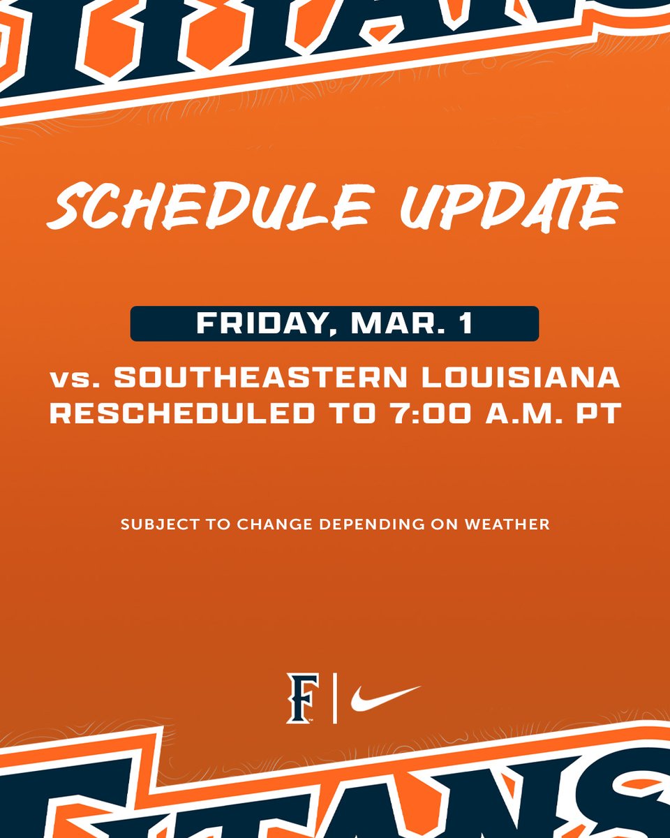 🚨 Game Time Change 🚨 Friday's game against Southeastern Louisiana has been moved to a 7:00 a.m. PT start due to poor weather in the forecast. #TusksUp