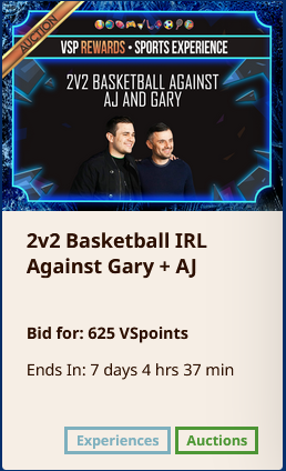 The #VSPRewards item that I liked the most so far is the raffle for a 2vs2 Basketball match with <a href="/ajv/">AJ Vaynerchuk</a> and <a href="/garyvee/">Gary Vaynerchuk</a>, such a fun and unique experience!

Check out how you can get involved in the <a href="/vspass/">VaynerSports Pass</a> Rewards Program 

pass.vaynersports.com/#how-it-works