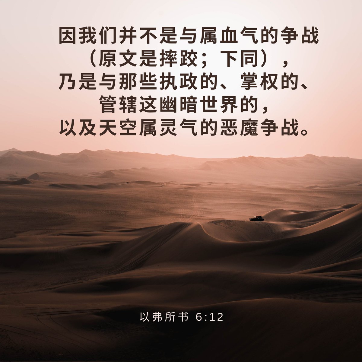 Tom_13265's tweet photo. 因我们并不是与属血气的争战（原文是摔跤；下同），乃是与那些执政的、掌权的、管辖这幽暗世界的，以及天空属灵气的恶魔争战。
(以弗所书 6:12 和合本)
⚔️🛡️ https://t.co/wS5S25VSfy