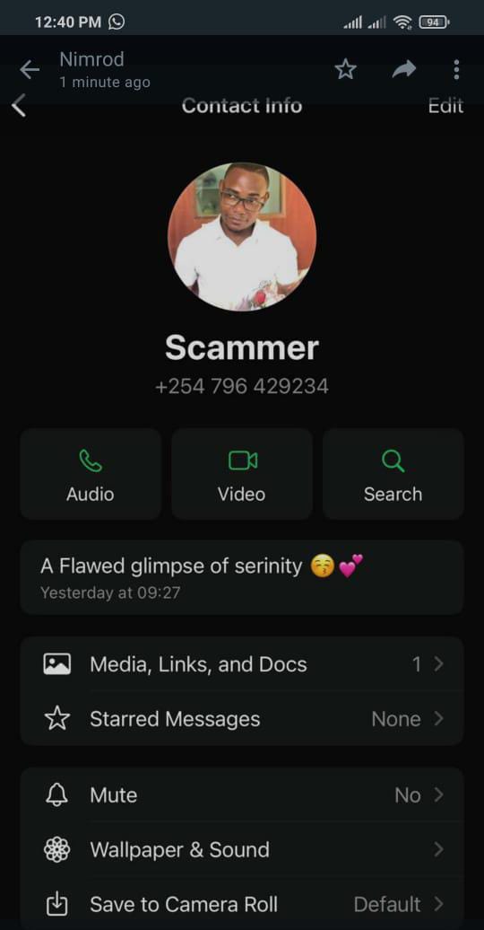 Kosne99's tweet photo. @WhatsApp someone has hacked this  account and is using profile pic of my friend to solicit money https://t.co/irNBe1TY1t