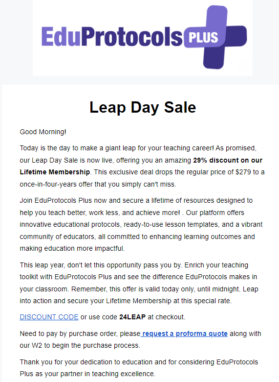 Dr. Scott M. Petri (@scottmpetri) on Twitter photo $80 off. Today only. Happy Leap Day! 🐸eduprotocolsplus.com/offers/uGX9mGp… #EduProtocols $80 off. Today only. Happy Leap Day! 🐸eduprotocolsplus.com/offers/uGX9mGp… #EduProtocols