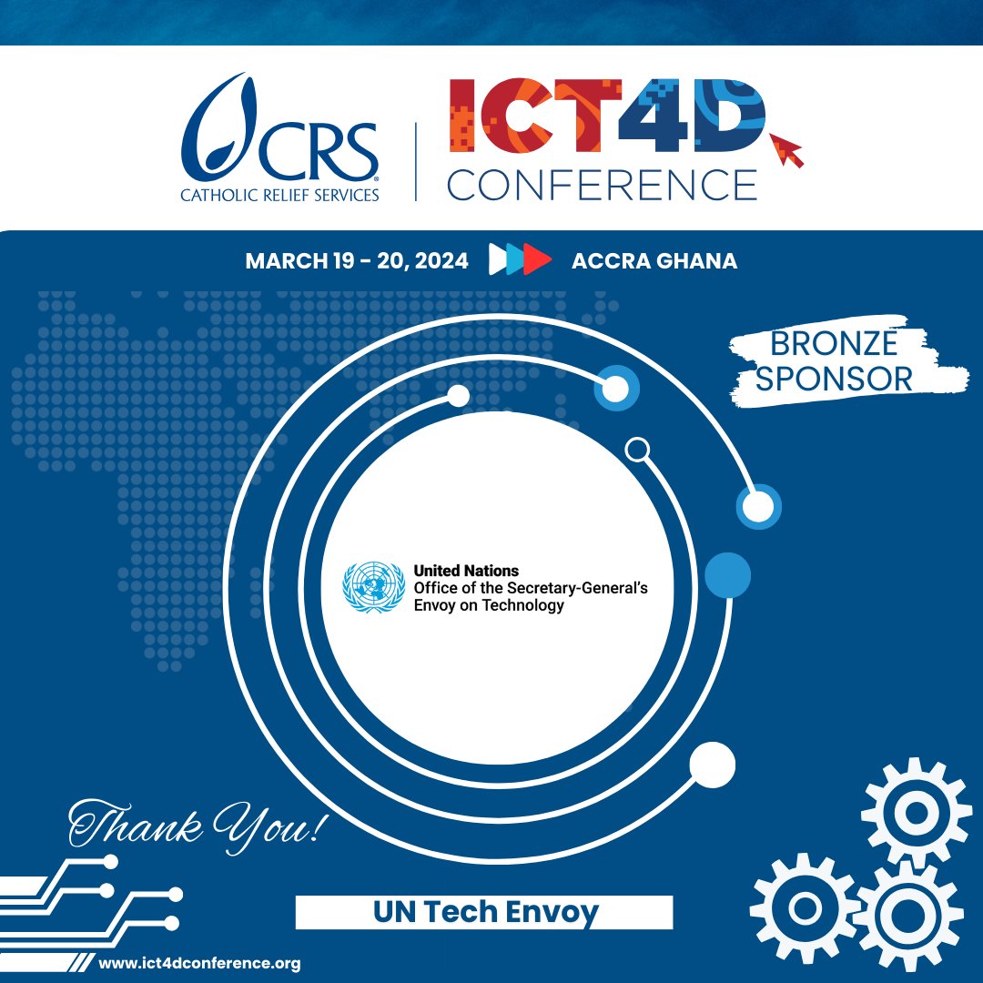 ICT4DConference's tweet image. We are excited to be partnering with the @UnitedNationsTW Office of the Secretary-General's Envoy on Technology (OSET)!

OSET advises UN leadership on technological trends and plays a pivotal role in harnessing technology’s potential for the #SustainableDevelopment Goals.

#ICT4D