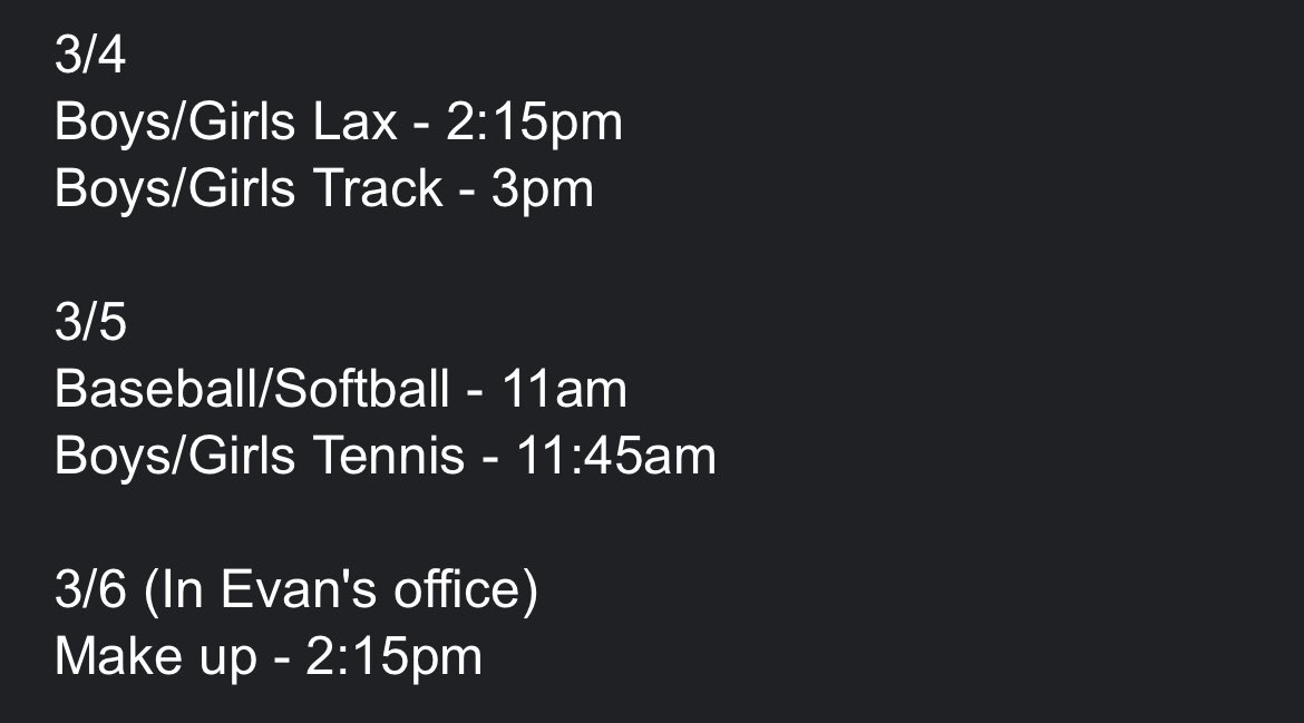 EBHS_AT's tweet image. Concussion testing for Spring sports 2024 below! 

Testing will be done in the library on 3/4 and 3/5. Make sure you bring your Chromebook. 

You need to be signed up on FamilyID and have a current physical and concussion test in order to be able to tryout! 

#getout