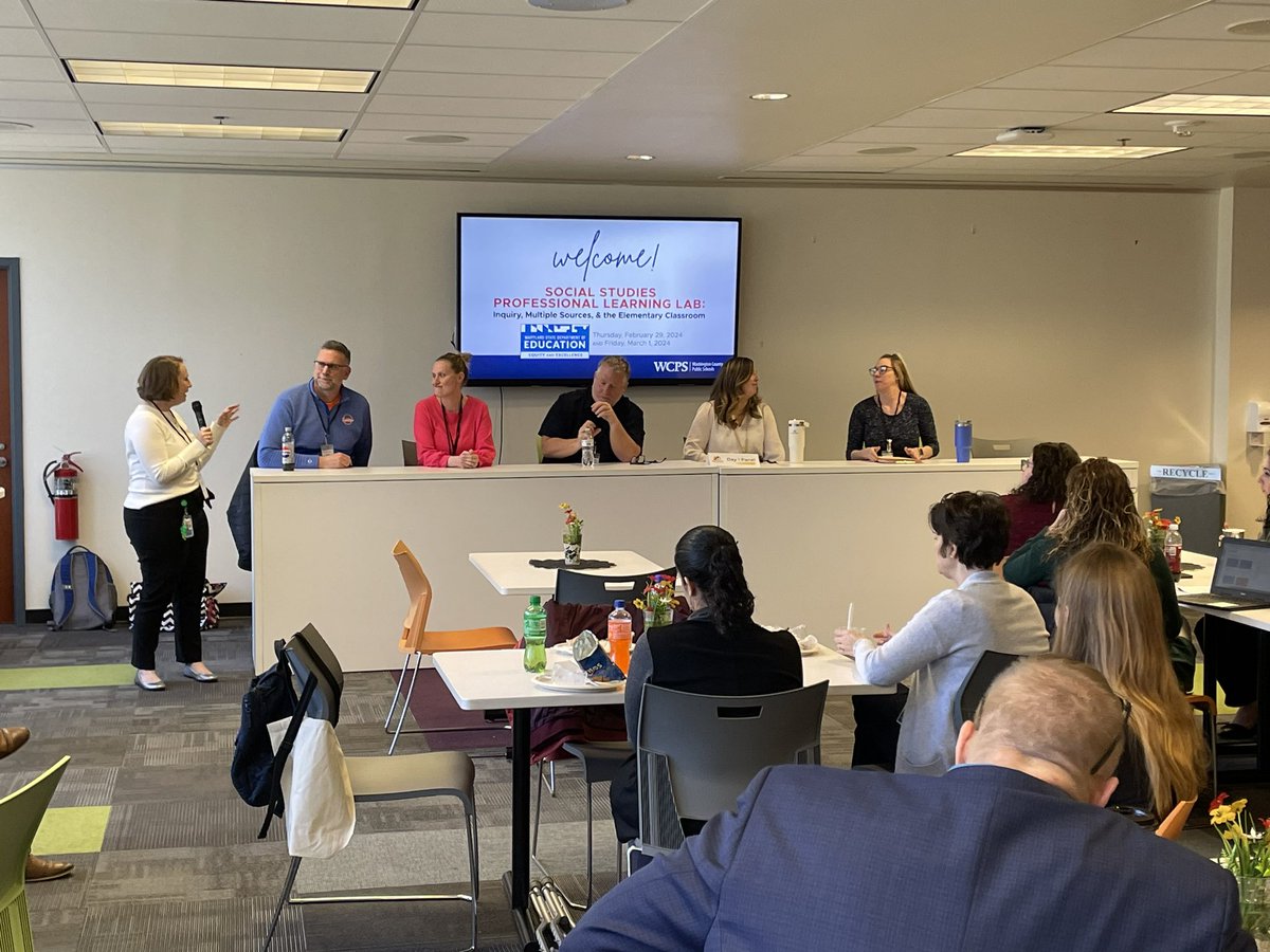 WCPS is honored to be selected as a host site for the MSDE’s Social Studies Learning Lab! Enjoying a working lunch panel discussion led by teachers. So proud of our @wcpsmd team members! We value the feedback from our thought partners from across the state of MD, too.
