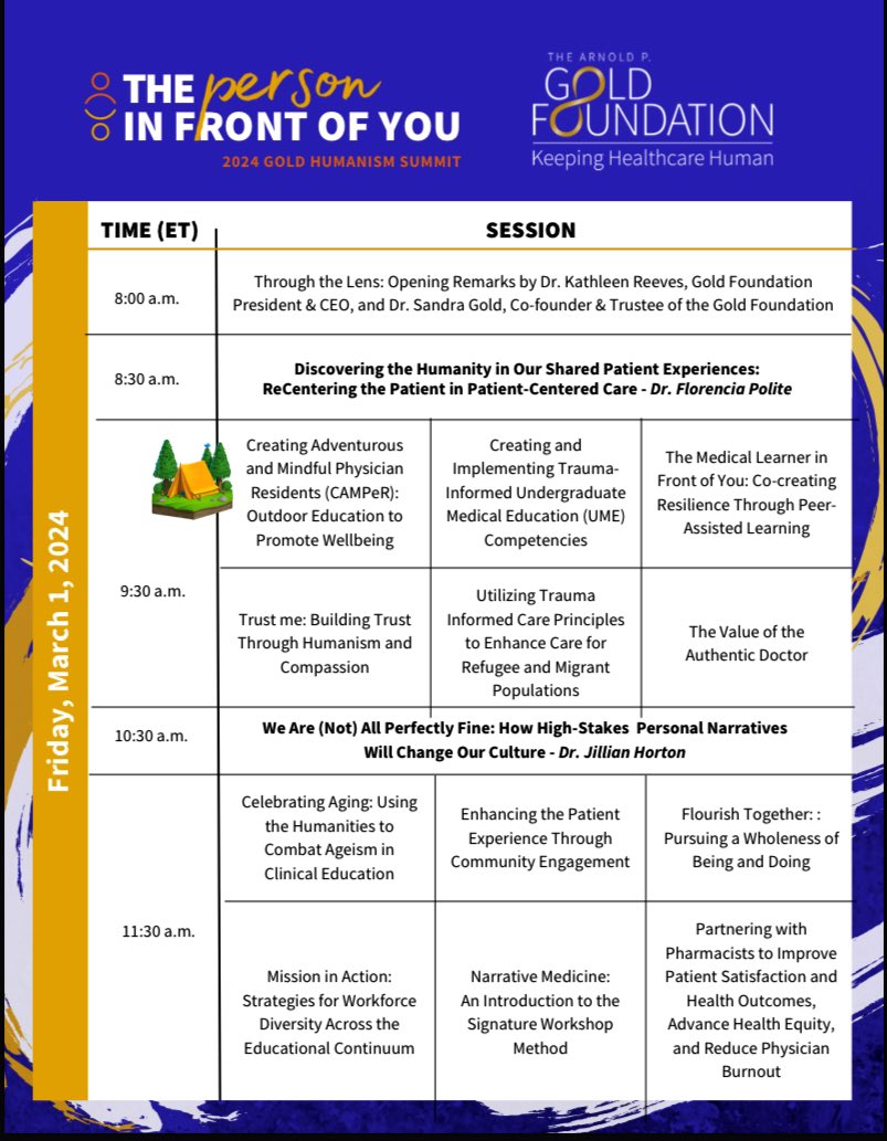 kat_e_flaharty's tweet image. Gold Humanism Summit in Atlanta today! Check out our team’s workshop Friday morning on increasing wellness in Residency training via Outdoor Education programs @GoldFdtn #2024GoldSummit