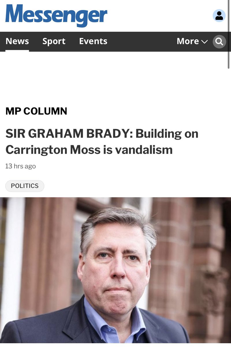 Awful nimbyism & hilarious revisionism given local Tories first proposed housing here. The Gov’s Planning Inspector this month ruled on the Moss, finding the area is degraded & likely to be EMITTING carbon dioxide. Graham should stick to his own patch instead of nimbying in mine.