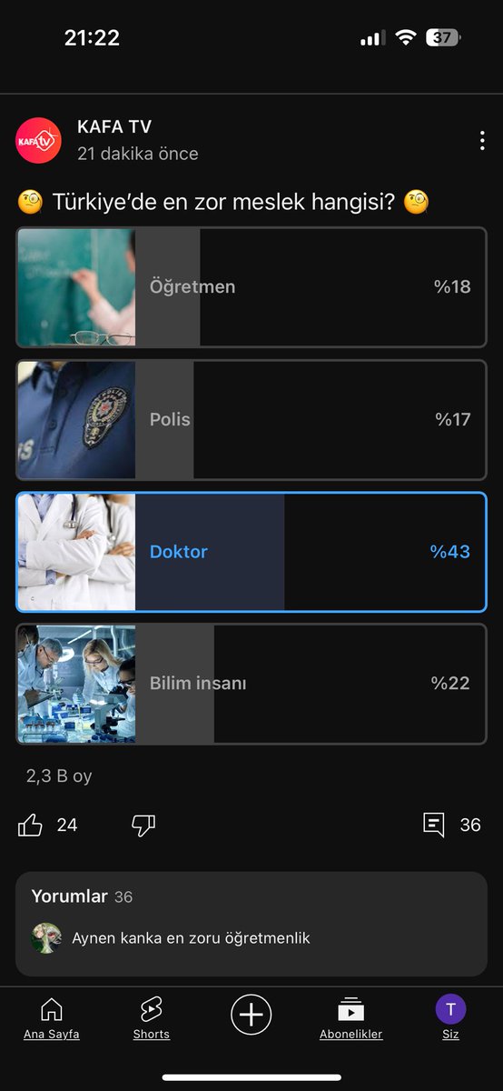Bir tek biz doktorlar öyle düşünüyoruz sanıyordum ama toplum da farkındaymış 🤔