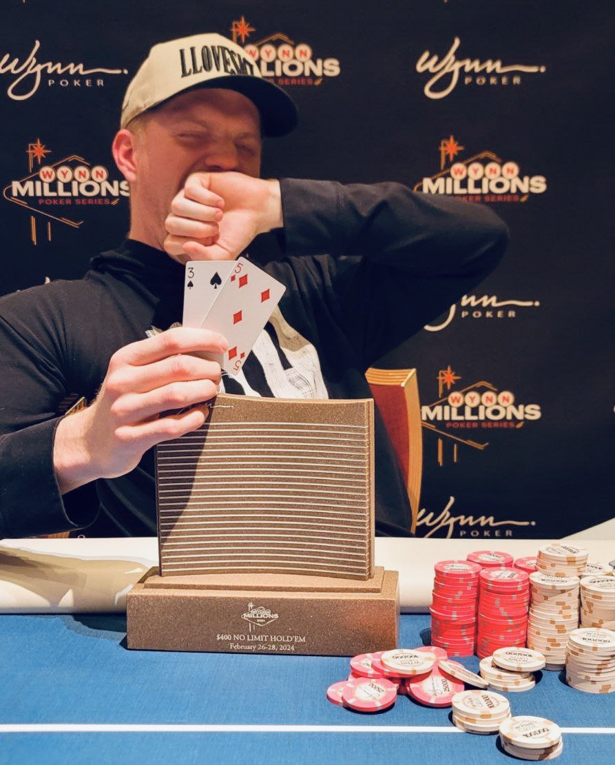 @LandonTice booked the win yesterday, good for $32,025 and his first Wynn Poker trophy! Landon beat the 512 player field after coming into Day 2 with just 20 Big Blinds. Congratulations Landon!