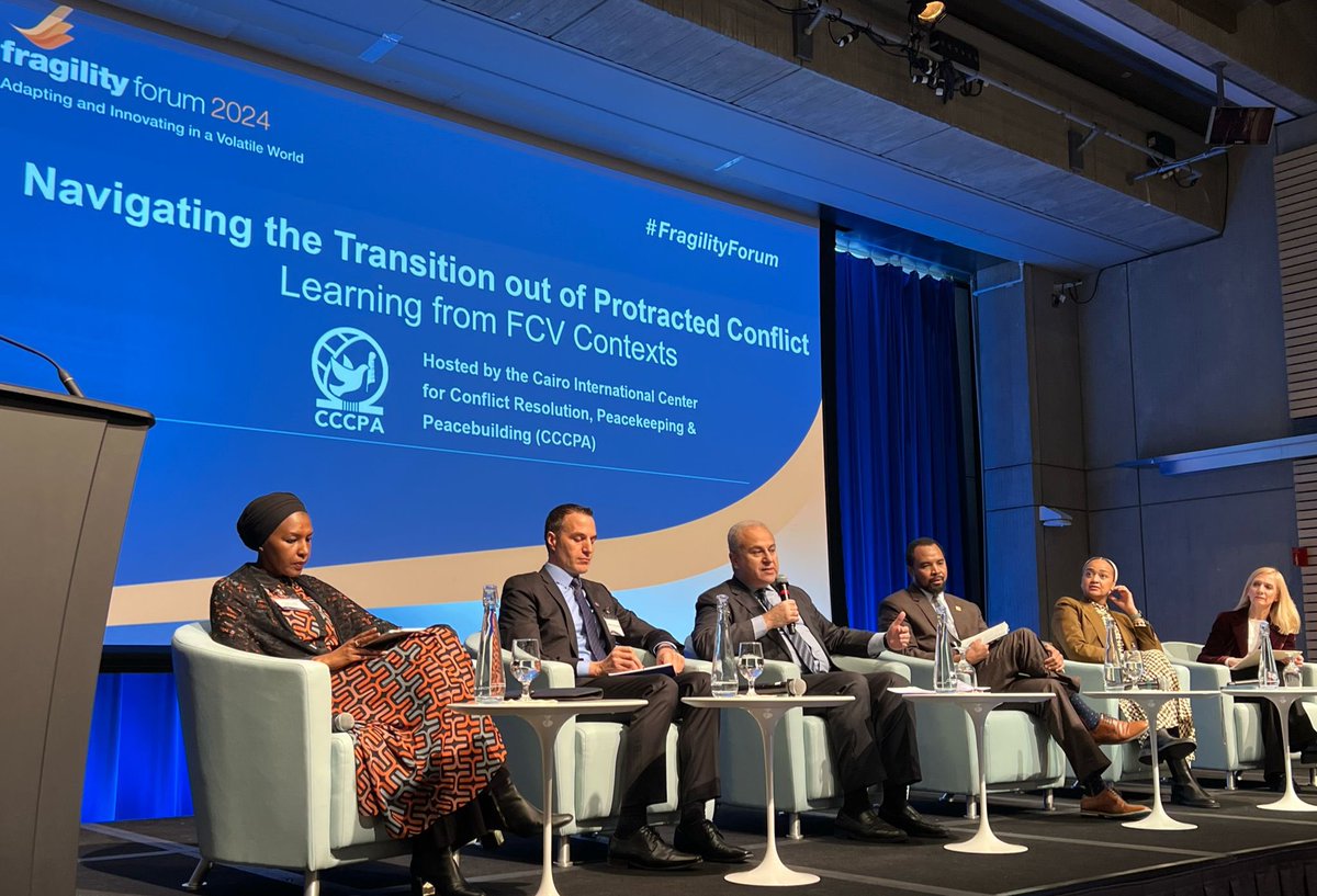 CairoPeaceKeep's tweet image. Rich exchange at #CCCPA #FragilityForum session “Navigating Transition out of Protracted #Conflict.” Insightful national, regional &amp;amp; global perspectives on need for strong institutions, inclusion &amp;amp; partners taking greater risks in #FCV contexts &amp;amp; not to wait for perfect moment.
