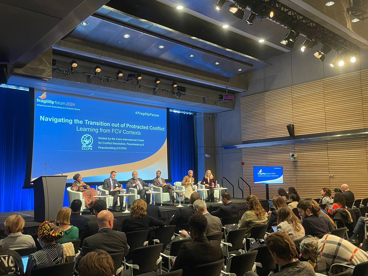 CairoPeaceKeep's tweet image. Rich exchange at #CCCPA #FragilityForum session “Navigating Transition out of Protracted #Conflict.” Insightful national, regional &amp;amp; global perspectives on need for strong institutions, inclusion &amp;amp; partners taking greater risks in #FCV contexts &amp;amp; not to wait for perfect moment.