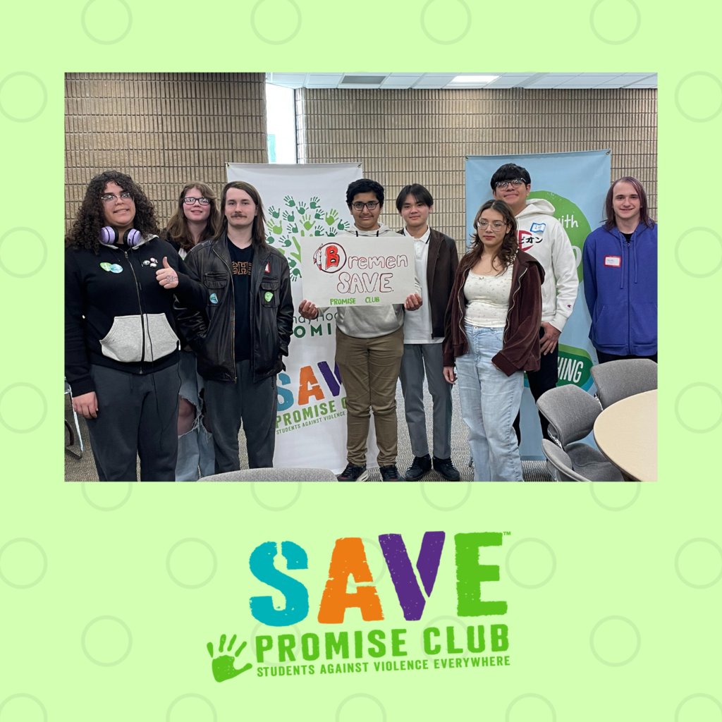 Members of the Bremen SAVE Promise Club recently attended a youth leadership training event held at @iunorthwest. The Club is looking forward to the activities that have planned next week for the national Say Something Week. #BremenBraves #SAVEPromiseClub @nationalsave