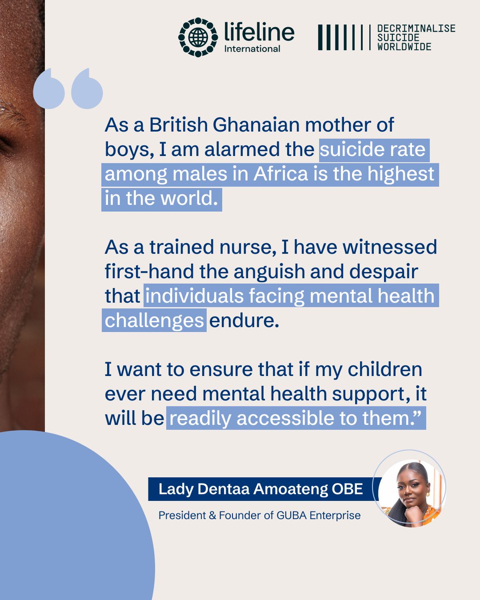 Read this insightful article by Lady Dentaa Amoateng MBE @Dentaa_show on why we must Decriminalise Suicide Worldwide, especially in Africa, where there is an ‘urgent suicide crisis’:

lifeline-international.com/decriminalisin…

#DecriminaliseSuicideWorldwide